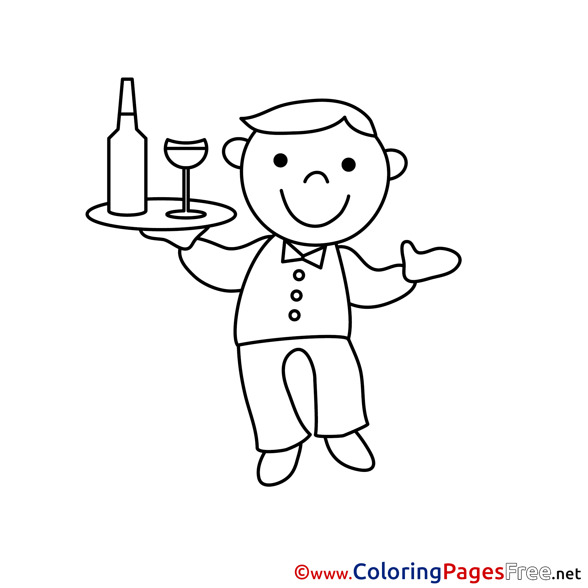 Waiter Children Download Colouring Page
