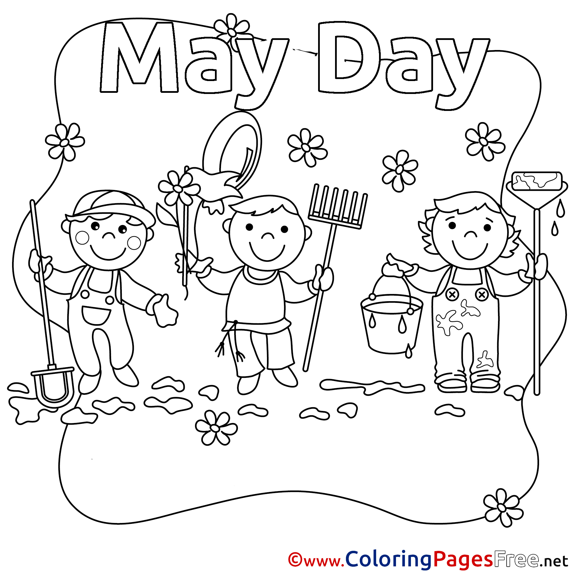 May Day Download Workers Day Coloring Pages