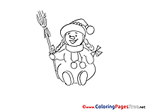 Broom Snowman printable Advent Coloring Sheets