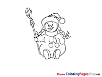 Broom Snowman printable Advent Coloring Sheets