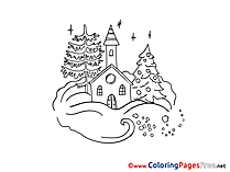 Building Snow free Colouring Page Advent