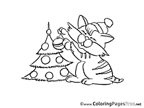 Cat Advent Colouring Sheet free