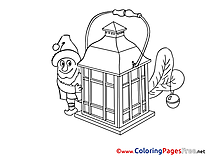 Elf Lamp Colouring Page Advent free