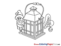 Elf Lamp Colouring Page Advent free