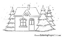 House Colouring Page Advent free