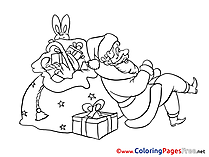 Rabbit Santa Claus printable Advent Coloring Sheets