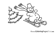 Sled Kids Advent Coloring Page