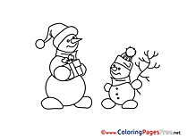 Snowman Colouring Sheet download Advent