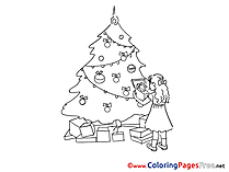 Tree Girl Advent Colouring Sheet free