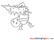 Tree Man Bag Children Advent Colouring Page