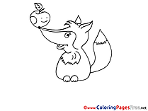 Apple Fox Children Coloring Pages free