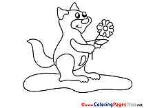 Flower Squirrel Children Coloring Pages free