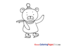 Skates Bear printable Coloring Sheets download