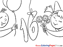 16 Years download Birthday Coloring Pages