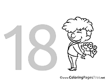 18 Years Colouring Sheet download Birthday