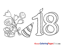 18 Years Kids Birthday Coloring Page