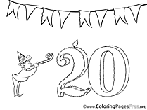 20 Years free Birthday Coloring Sheets