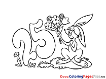 25 Years Children Birthday Colouring Page