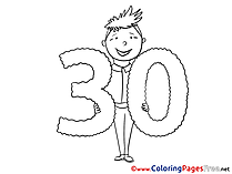 30 Years printable Birthday Coloring Sheets