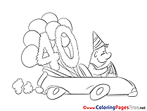 40 Years free Colouring Page Birthday