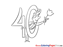 40 Years printable Coloring Pages Birthday