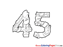 45 Years Kids Birthday Coloring Pages