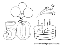 50 Years Kids Birthday Coloring Page