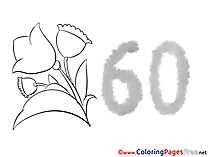 60 Years Birthday Colouring Sheet free