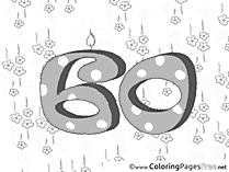 60 Years Children Birthday Colouring Page