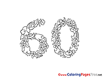 60 Years for Kids Birthday Colouring Page