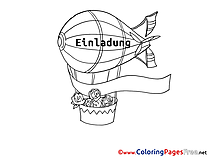 Airship free Colouring Page Birthday