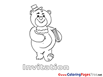 Bear printable Coloring Pages Birthday