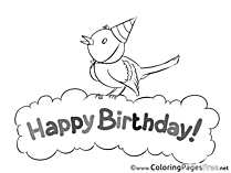 Bird for Kids Birthday Colouring Page