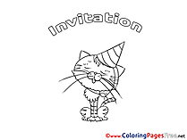 Cat free Birthday Coloring Sheets