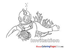 Diver Birthday free Coloring Pages