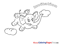 Elephant Kids Birthday Coloring Pages