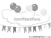 Evening Party Kids Birthday Coloring Page