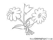 Flowers Kids Birthday Coloring Pages