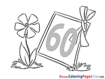 Frame 60 Years free Birthday Coloring Sheets