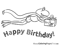 Frog Kids Birthday Coloring Pages