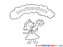 Girl free Colouring Page Birthday