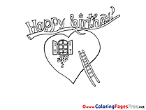 Heart download Birthday Coloring Pages