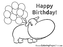 Hippo Birthday Coloring Pages download