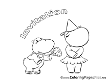 Hippo Colouring Page Birthday free