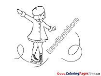 Ice Skates Children Birthday Colouring Page