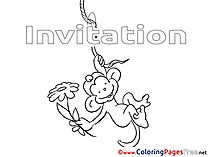 Monkey Colouring Page Birthday free