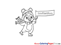 Penguin Kids Birthday Coloring Pages