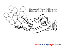 Plane Colouring Page Birthday free