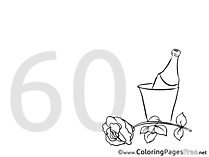 Shampagne 60 Years Birthday free Coloring Pages