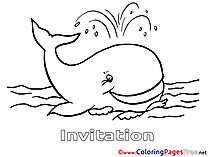 Whale for Kids Birthday Colouring Page